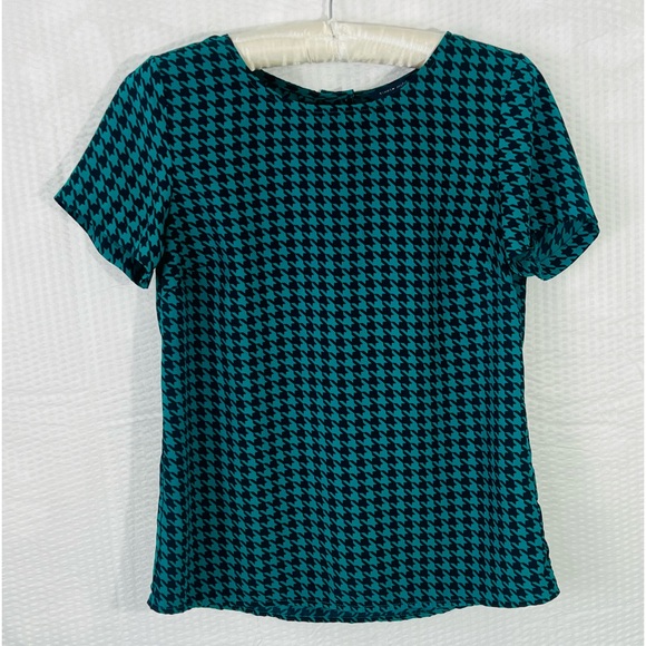 Women's Tommy Hilfiger Green & Navy Geometric Print Blouse Top Shirt Career XS - Picture 1 of 11